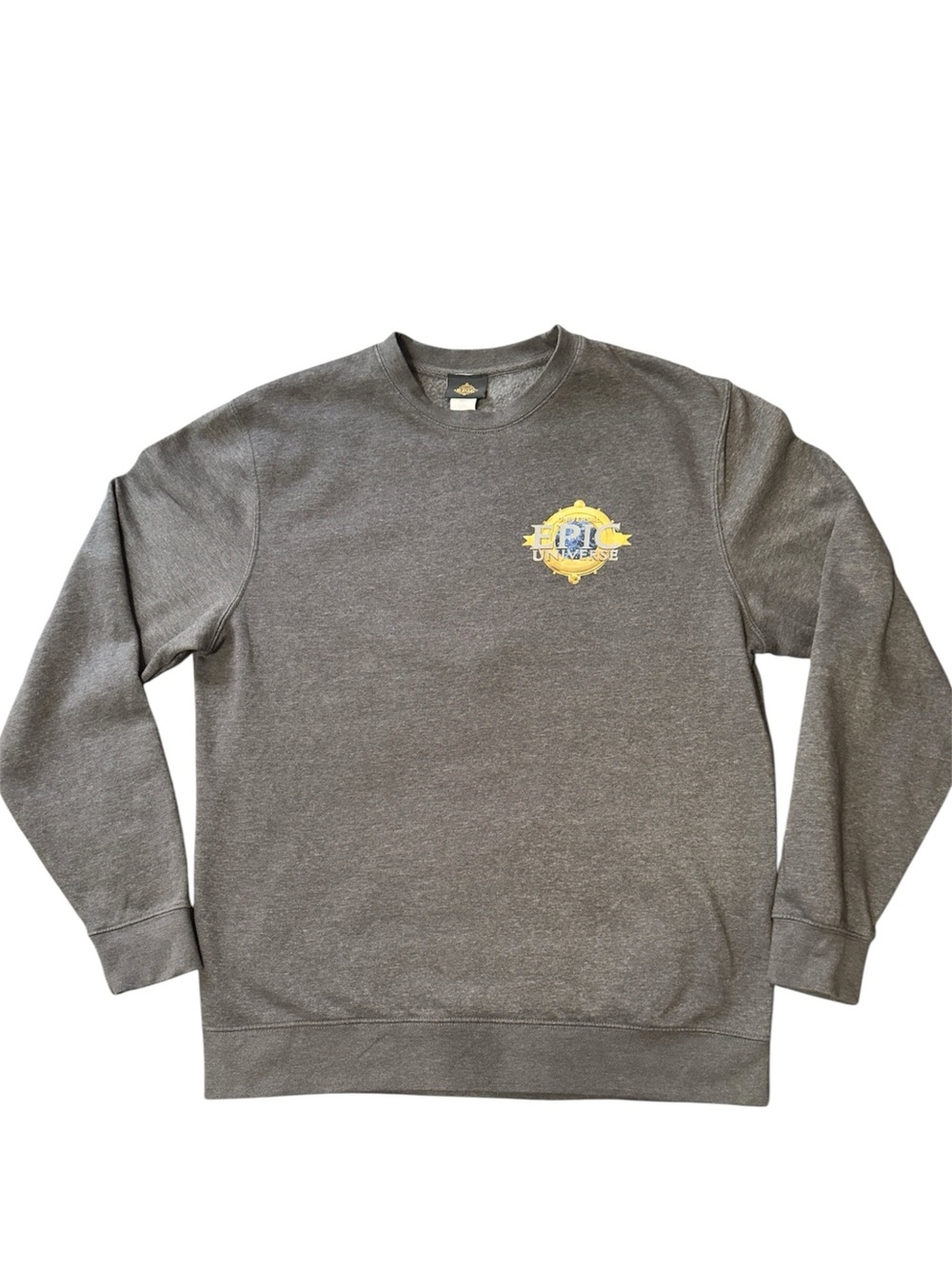 Classic Gray Crewneck Sweatshirt with Yellow Crest